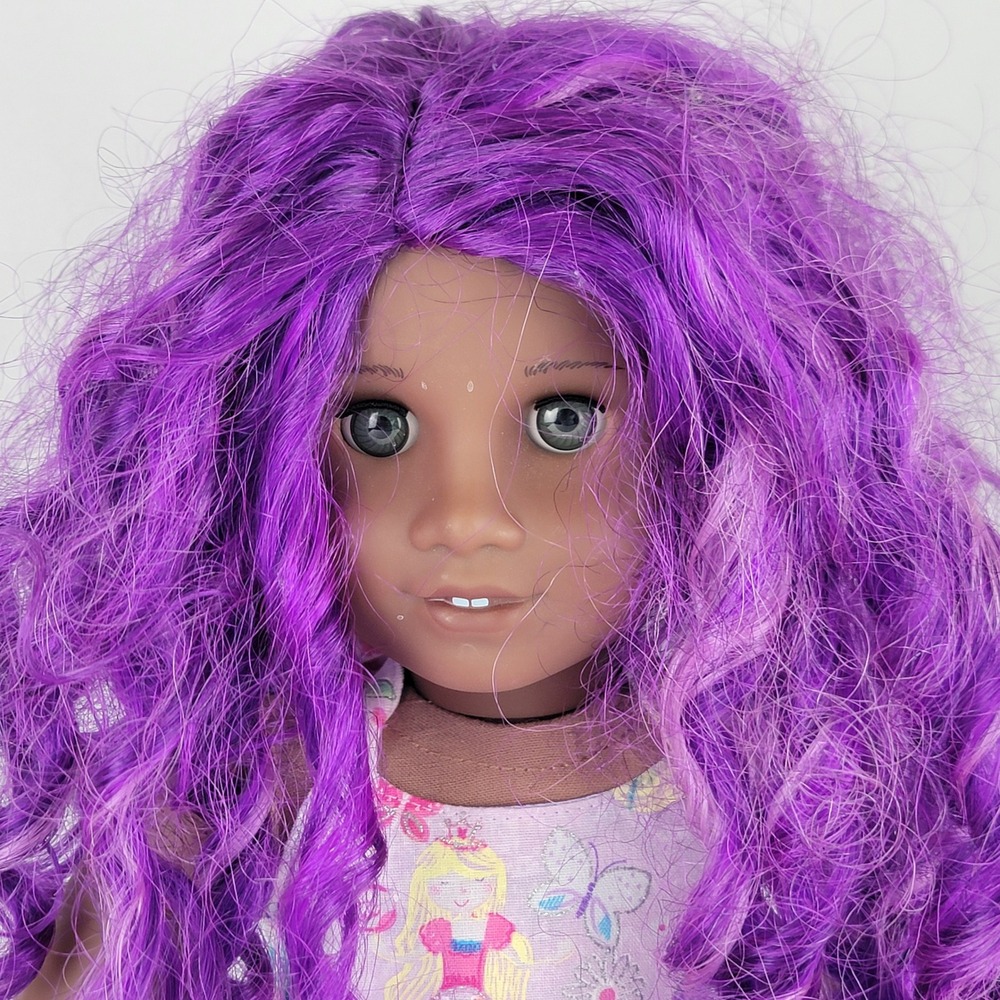 American Girl Truly Me 91 Doll Purple Hair Grey Eyes Deep Skin 18 inch Tutu